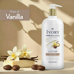 Ivory Hand & Body Lotion with Shea Butter Blend delivers deep, lasting moisturization.