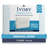 Ivory Jabón en Barra con aroma original, limpieza suave para la piel sensible.
