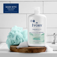 Ivory Sensitive Body Wash ingredients close-up highlights a simple, purposeful formula.