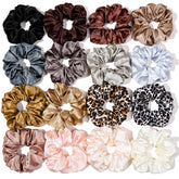 Ivyu 16 satin scrunchies assortment, gentle hold to protect hair