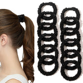 Ivyu satin silk hair ties in black mini scrunchy offering secure, gentle hold