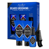 Jack Black beard grooming kit travel size packaging shows four steps