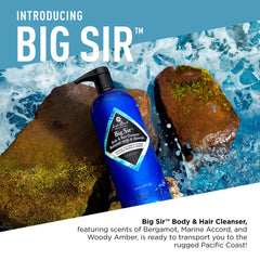 Jack Black Big Sir rich lather demonstrates sulfate-free cleansing for skin and hair.