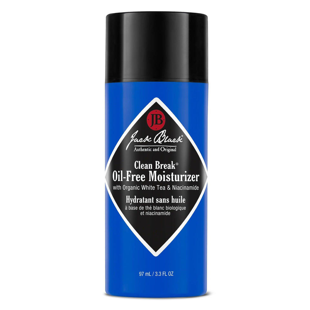 Jack Black Clean Break moisturizer bottle, oil-free, shine-free finish for daily use.