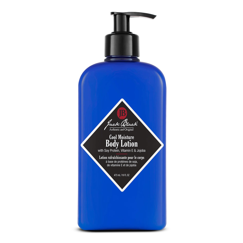 Jack Black Cool Moisture bottle pour demonstrates quick hydration after a shower