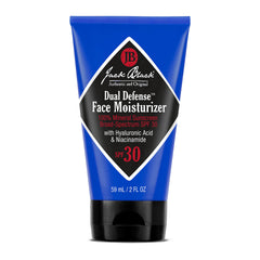 Jack Black Dual Defense moisturizer packaging highlights mineral SPF 30 protection.