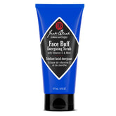 Jack Black Face Buff Energizing Scrub bottle being poured for a pre-shave routine