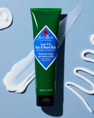 Jack Black Leave It In Hair & Beard Balm dispenser close-up showing quick absorption.