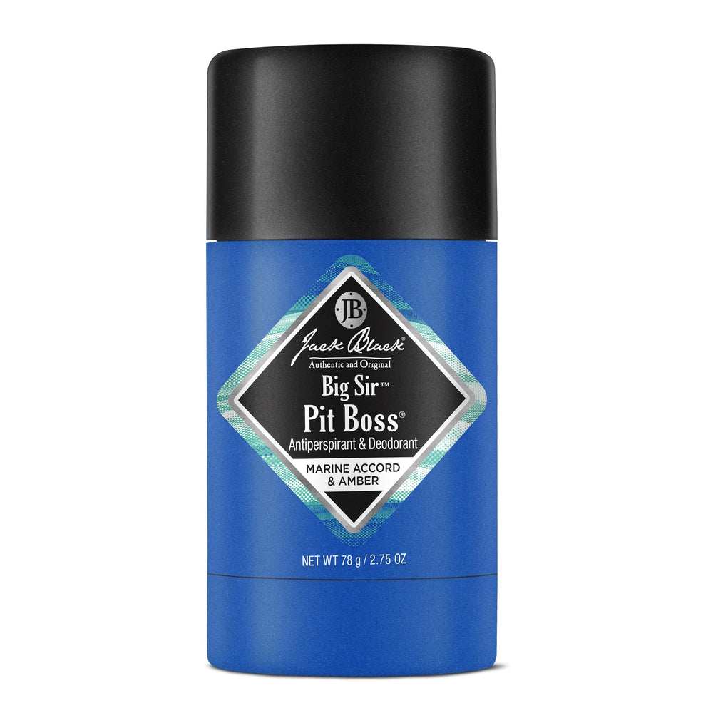 Jack Black Pit Boss Big Sir deodorant stick cap close-up for all-day protection