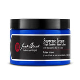 Jack Black Supreme Cream lather bottle showing triple cushion for a smooth shave