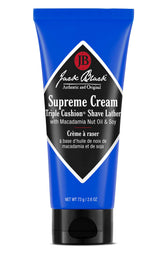 Jack Black Supreme Cream Triple Cushion tub packaging ready for a luxurious shave