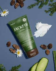 Jackfir Classic Shave Cream woodsy scent: evokes outdoors during grooming.