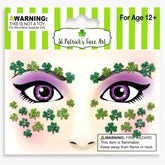 Jacnkb shamrock glitter face tattoos—two sheets for instant St. Patrick's Day sparkle.