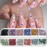 Jaliya 12-grid colorful rhinestones box for precise color selection in nail art