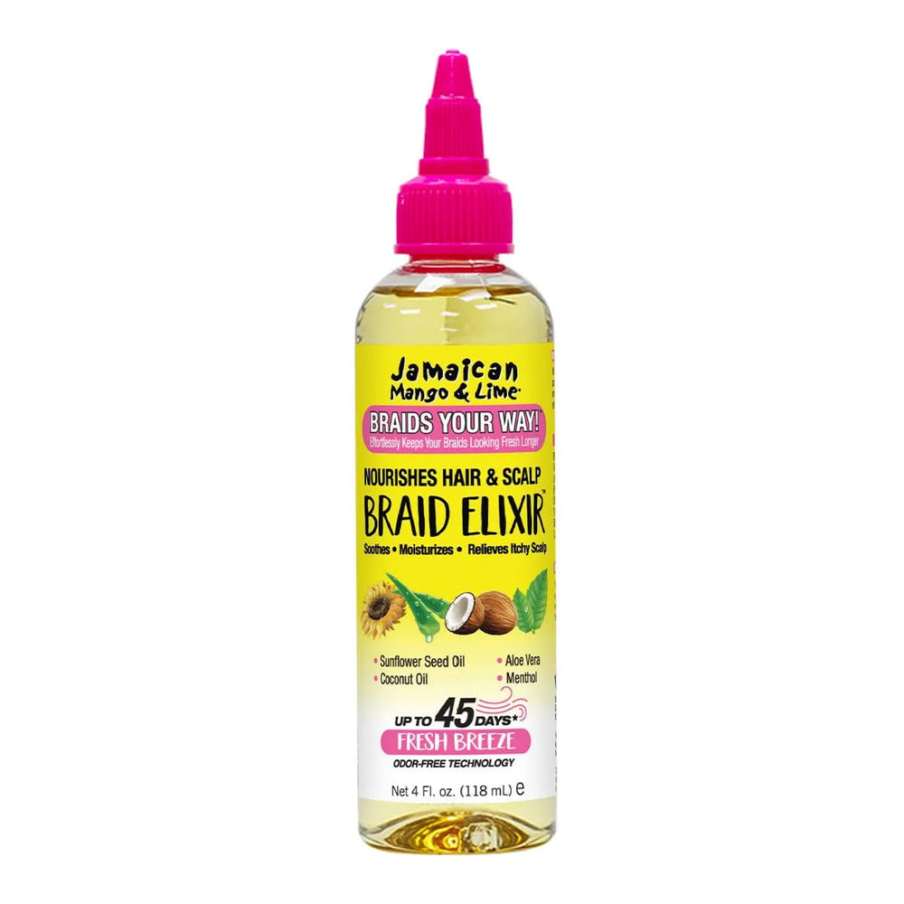 Jamaican Mango and Lime Braids Your Way Elixir bottle pour for fast braid hydration