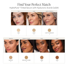 Dewy finish from HydroPure Tinted Serum creates a youthful look.