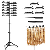 JANMPASK braiding hair rack with 144 pegs, side view, organized extensions at a glance.