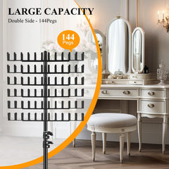 JANMPASK height-adjustable braiding rack promotes comfortable posture during sessions.