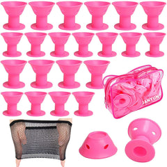 JANYUN pink magic hair rollers pack in zipper bag for storage
