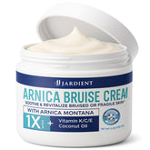 Jardient Arnica Bruise Cream bottle pour for fast absorbing hydration on delicate skin