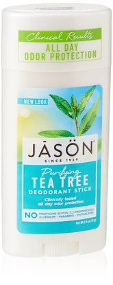 Jason Purifying Tea Tree Deodorant Stick 2.5oz packaging for all-day freshness.
