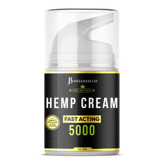 JB Wellness Co hemp cream bottle highlighting neem, turmeric, emu oil ingredients