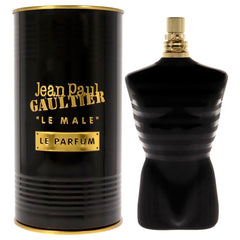 Jean Paul Gaultier Le Male Le Parfum bottle front, amber-vanilla allure for evening wear.