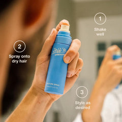 Jeff's Barbershop Sea Salt Texture Spray hair-volume demo shows lift without stiffness.
