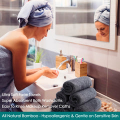 Grey JEFFSUN facial cleansing cloths, soft touch for skin-friendly cleansing.
