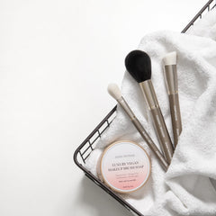 Jenny Patinkin soap works on synthetic and natural brushes for effective cleaning.