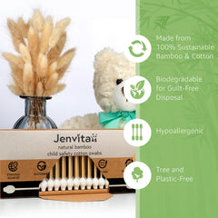 Jenvita baby-safe swabs with large cotton bulbs for gentle cleaning
