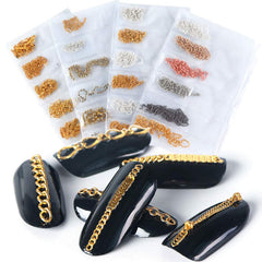 Jerclity cadena metálica para uñas en oro, fácil de cortar y aplicar.