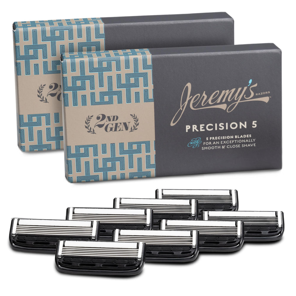 Jeremy's Razors 8-cartridge refills for a close, consistent shave.