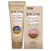 Jergens Brillo facial diario SPF20, hidratación y color natural para la piel.