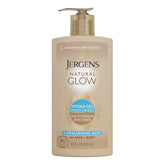 Jergens Natural Glow Hydra Gel: botella visible y hidratación ligera para tono natural.