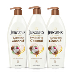 Jergens Hydrating Coconut Body Lotion bottle delivers long-lasting moisture.