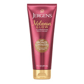 Jergens Melanin Glow Bronze Illuminating Moisturizer bottle front view showing bronze luminizers for radiant skin