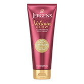 Jergens Melanin Glow bottle with gold luminizers for radiant, even-toned skin