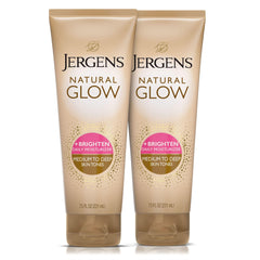 Jergens Natural Glow daily moisturizer bottle shows subtle color development