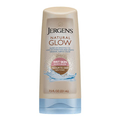 Bote de Jergens Natural Glow para bronceado gradual en la ducha.