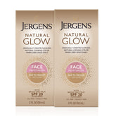 Jergens Natural Glow Face: botella de loción facial con color gradual y protección solar SPF 20.