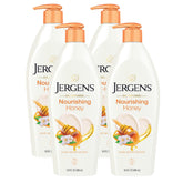 Jergens Nourishing Honey moisturizer bottle delivers rich hydration for dry skin.