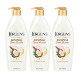 Loción Jergens Shea Butter en botella, hidratación profunda para manos y cuerpo.