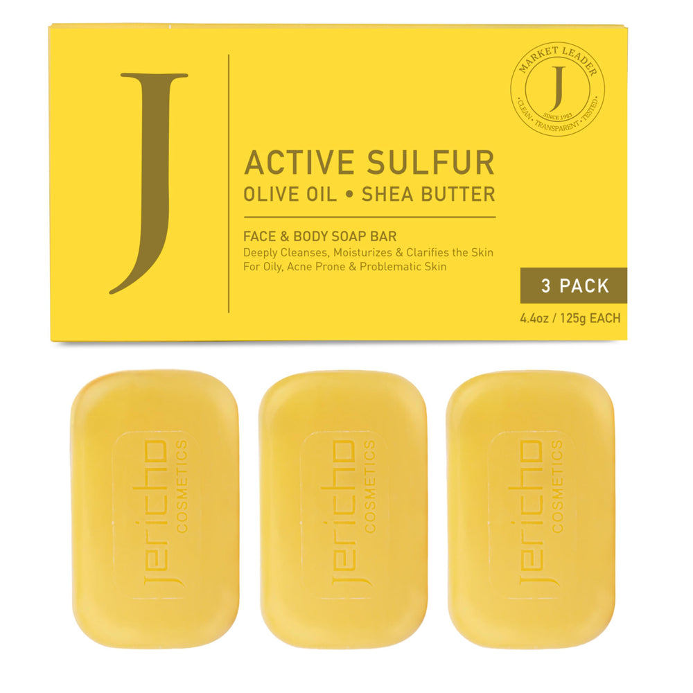 Jericho Jabón de azufre Mar Muerto con aceite de oliva, barra robusta para limpieza profunda.