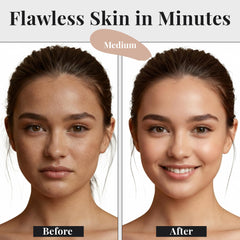 Jerome Alexander kabuki brush applying foundation for even, smooth coverage.