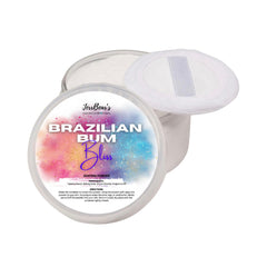 JerrBear’s Brazilian Bum Bliss powder jar shows silky texture for daily use.