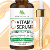 Jeune Naturelle vitamin-c serum bottle shows the 20% formula for vibrant skin.