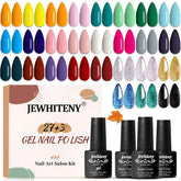 JEWHITENY 27-color gel nail polish kit close-up for at-home manicures