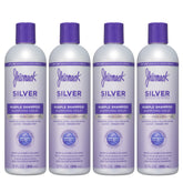 Jhirmack Silver Brightening Purple Shampoo bottle shows brassy-tone reduction for silver and gray hair.