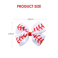 JiaDuo baseball bow clip for babies and girls in white for school cheer